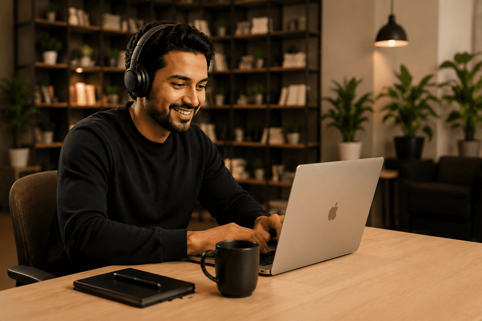 Support specialist working on laptop